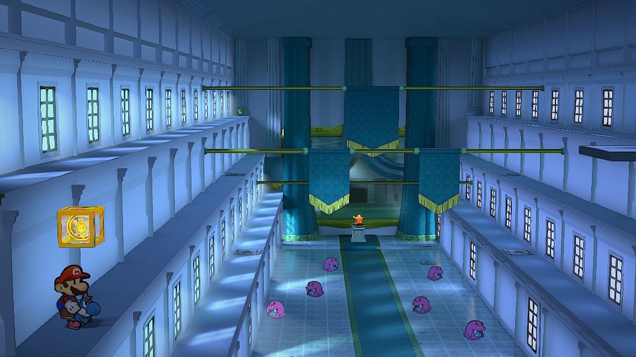 Image of the shine sprite on the poshley sanctum ledge in Paper Mario TTYD