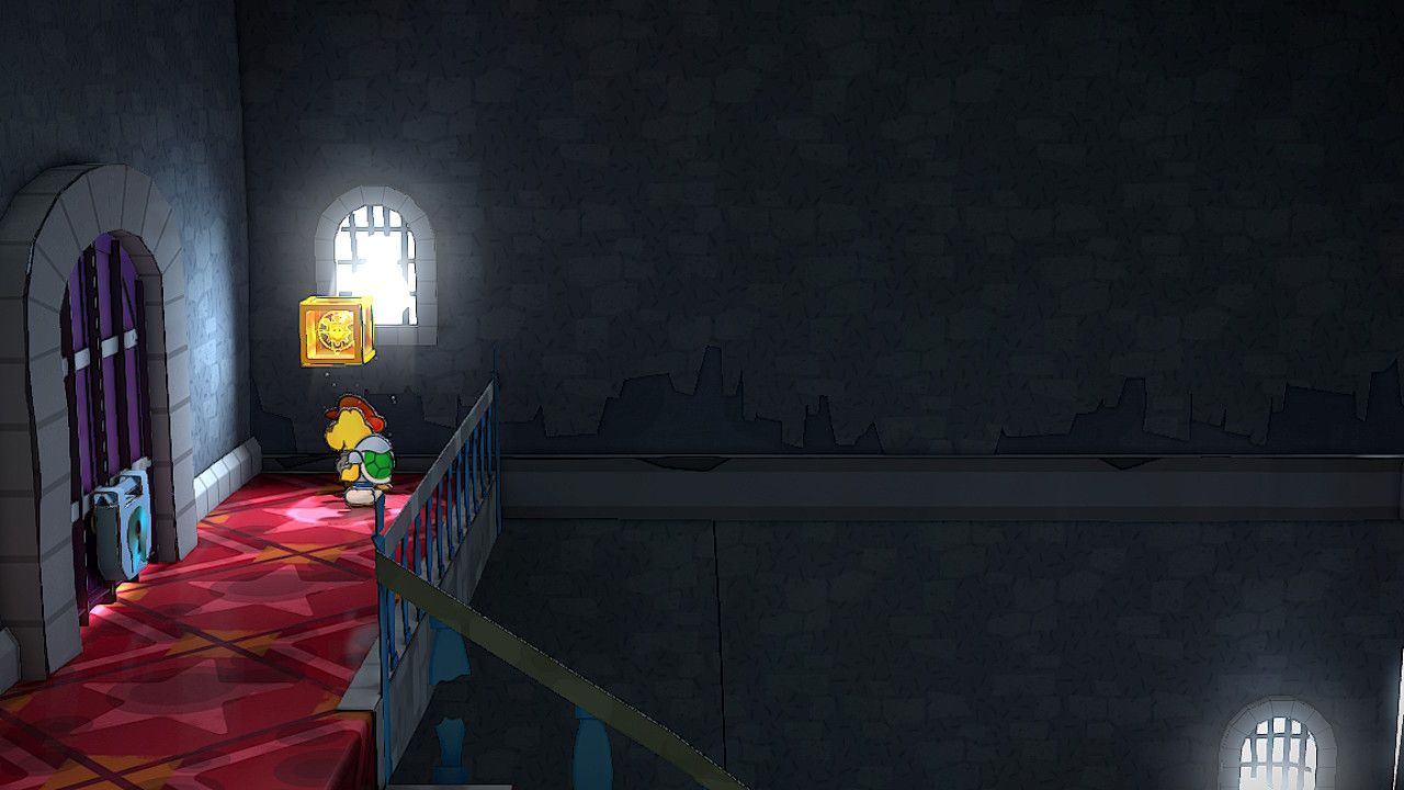 Image of the shine sprite by the purple door leading to Hooktail in Paper Mario TTYD