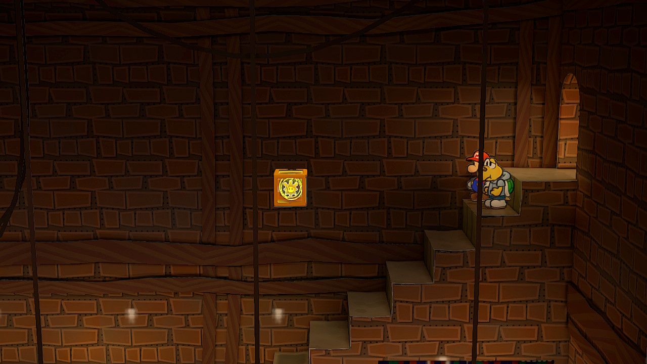 Image of the shine sprite in the room with the hidden stairs in riverside station in Paper Mario TTYD