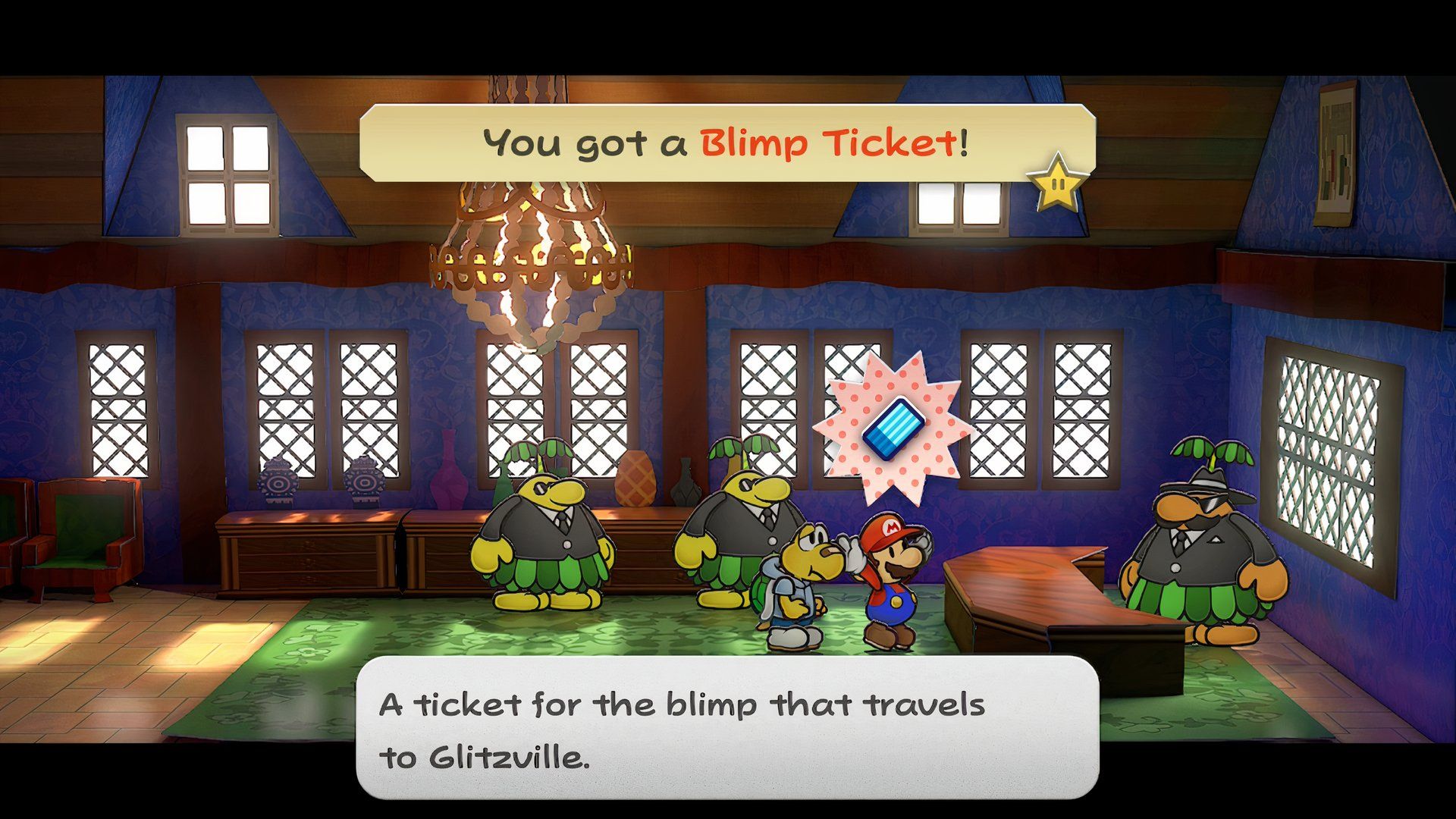 Paper Mario: The Thousand-Year Door - Don Pianta give Mario the Blimp Ticket