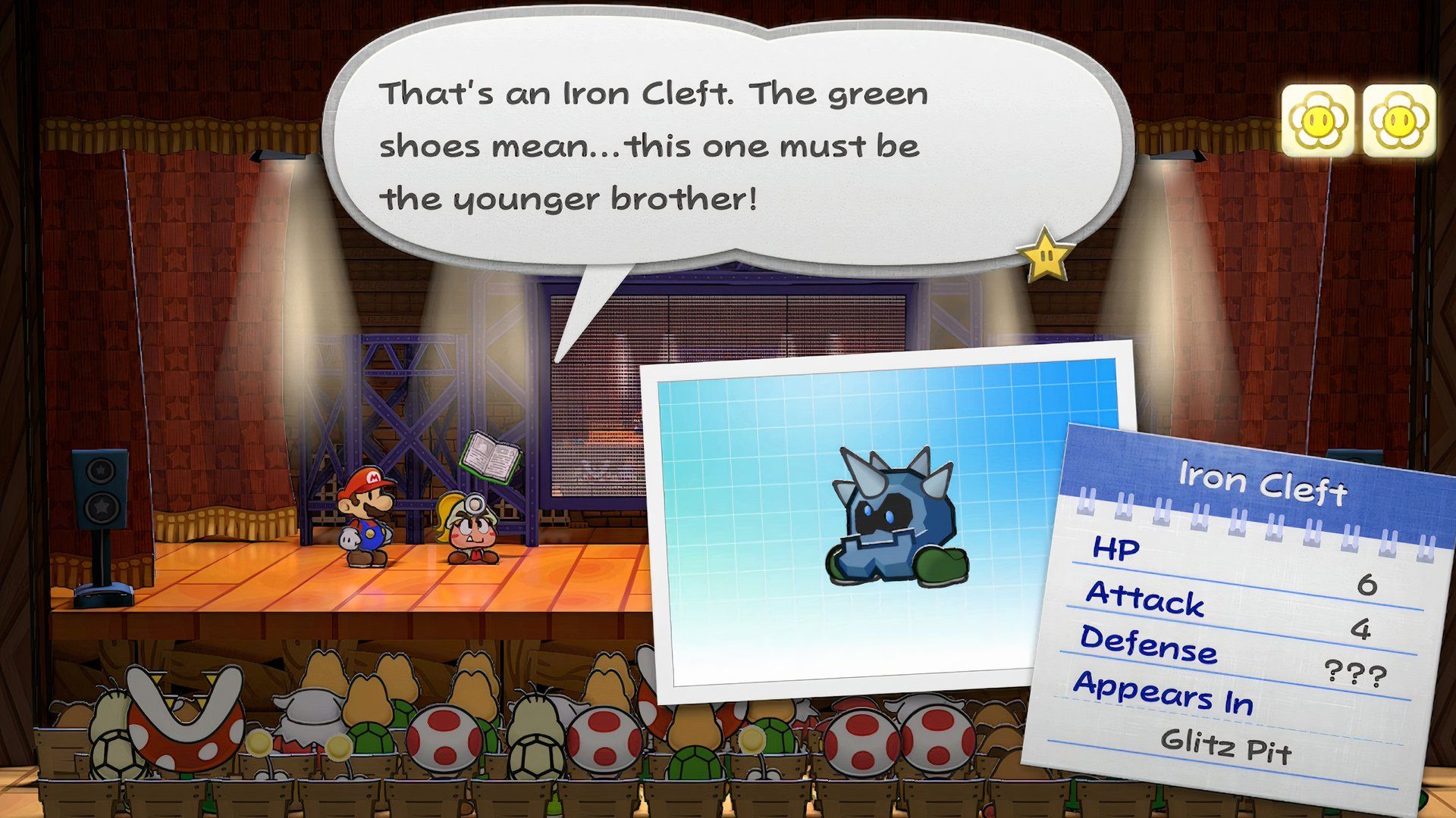 Paper Mario: The Thousand-Year Door - Tattle Stats of Iron Cleft Green
