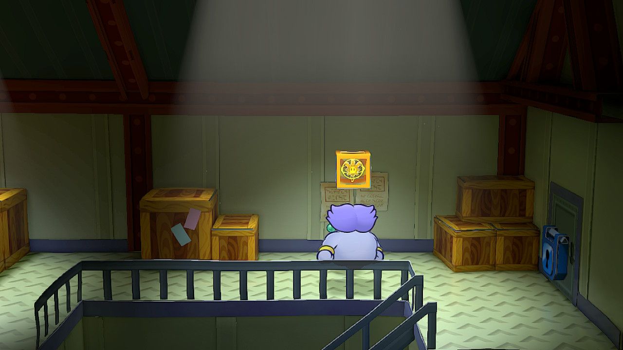 Image of the shine sprite in the storage room in Paper Mario TTYD