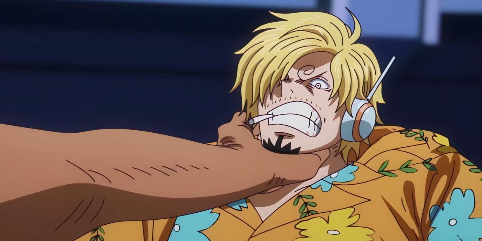 S-Shark grabs Sanji by his throat