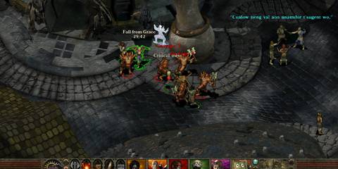 A screenshot of combat from Planescape: Torment.