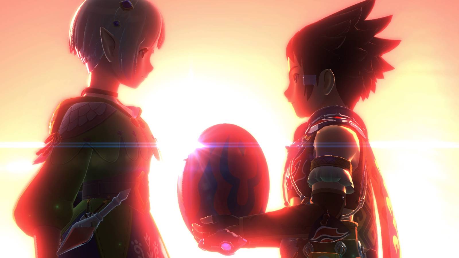 Player and Ena with egg in Monster Hunter Stories 2