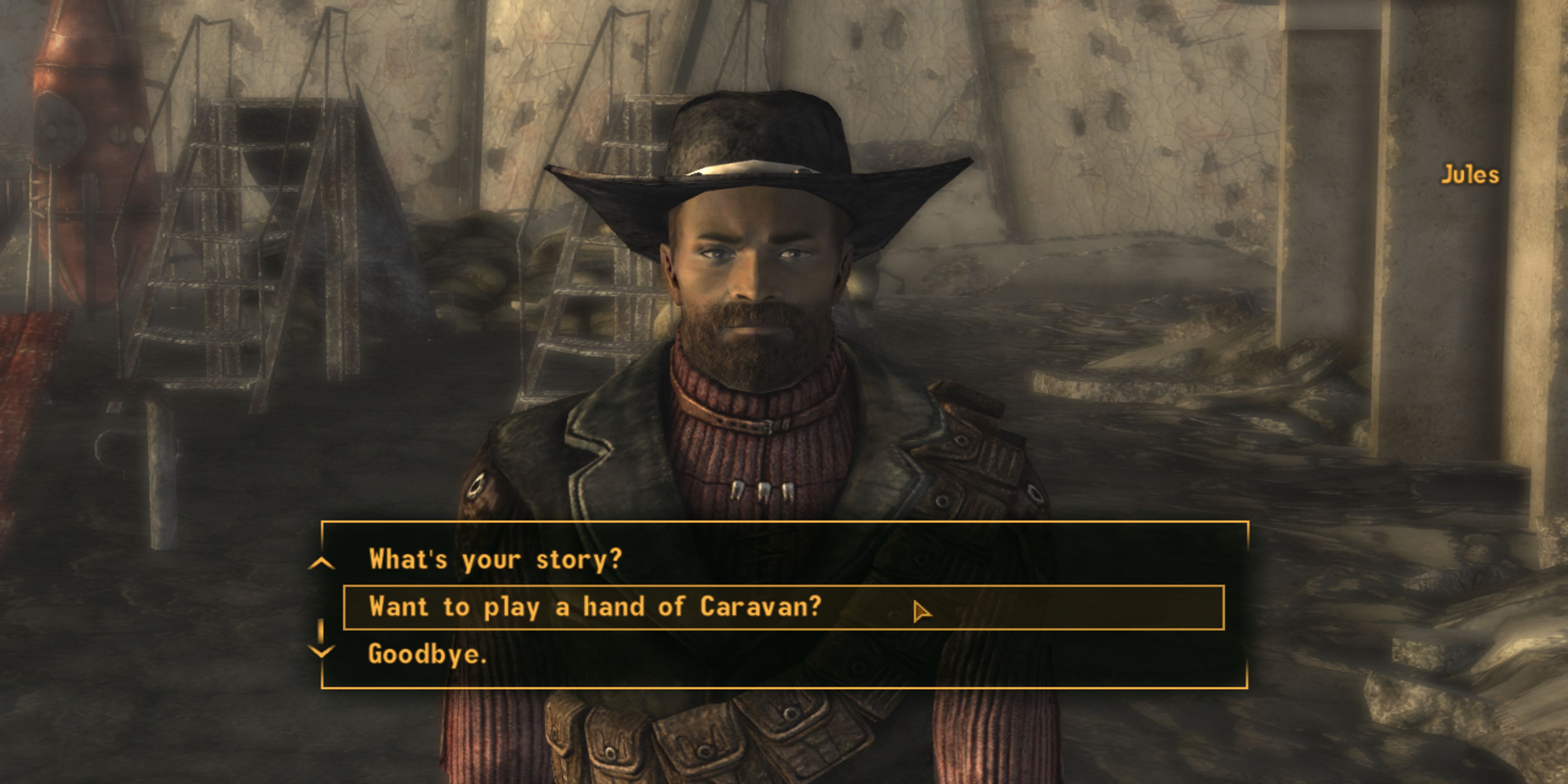 Playing Caravan with Jules at the North Vegas Square in Fallout:New Vegas