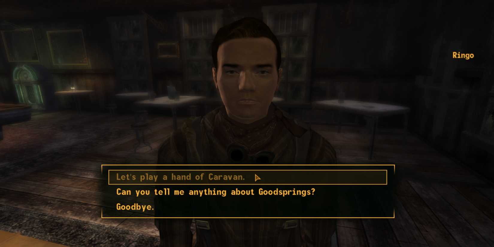 Playing Caravan with Ringo at Goodsprings bar in Fallout: New Vegas