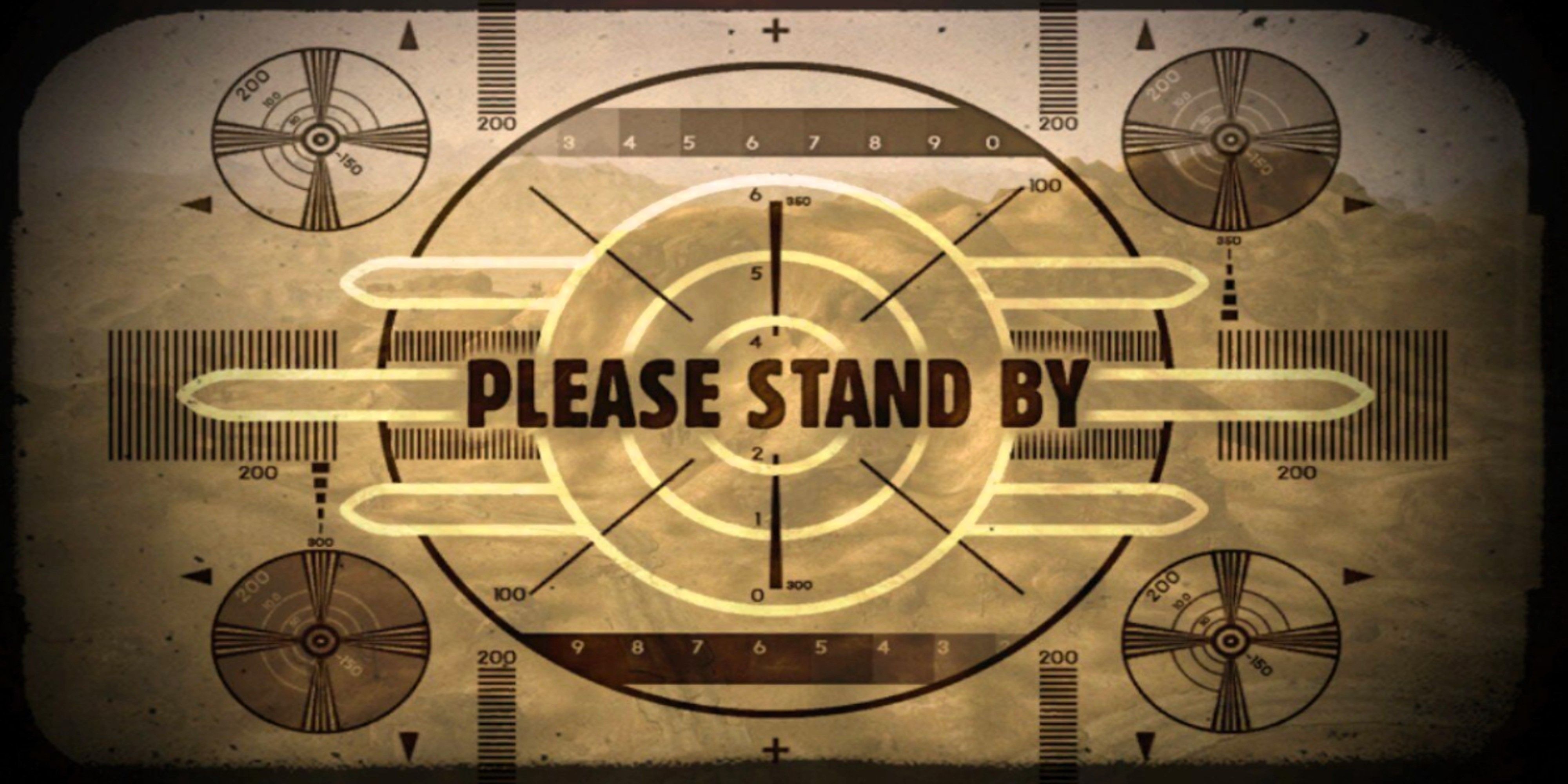 The Please Stand By screen from the main menu in Fallout: New Vegas.