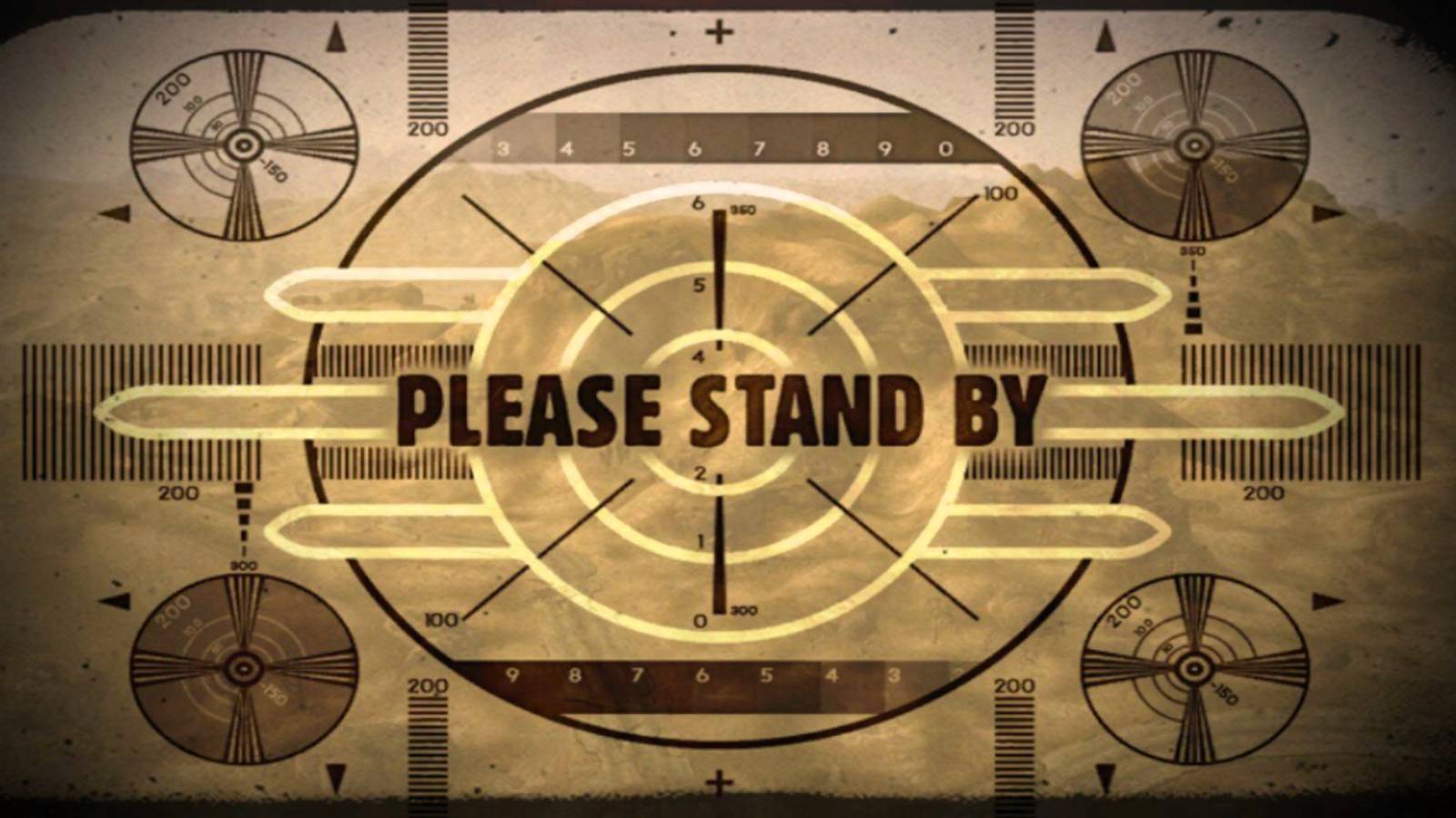 The Please Stand By screen from the main menu in Fallout: New Vegas.