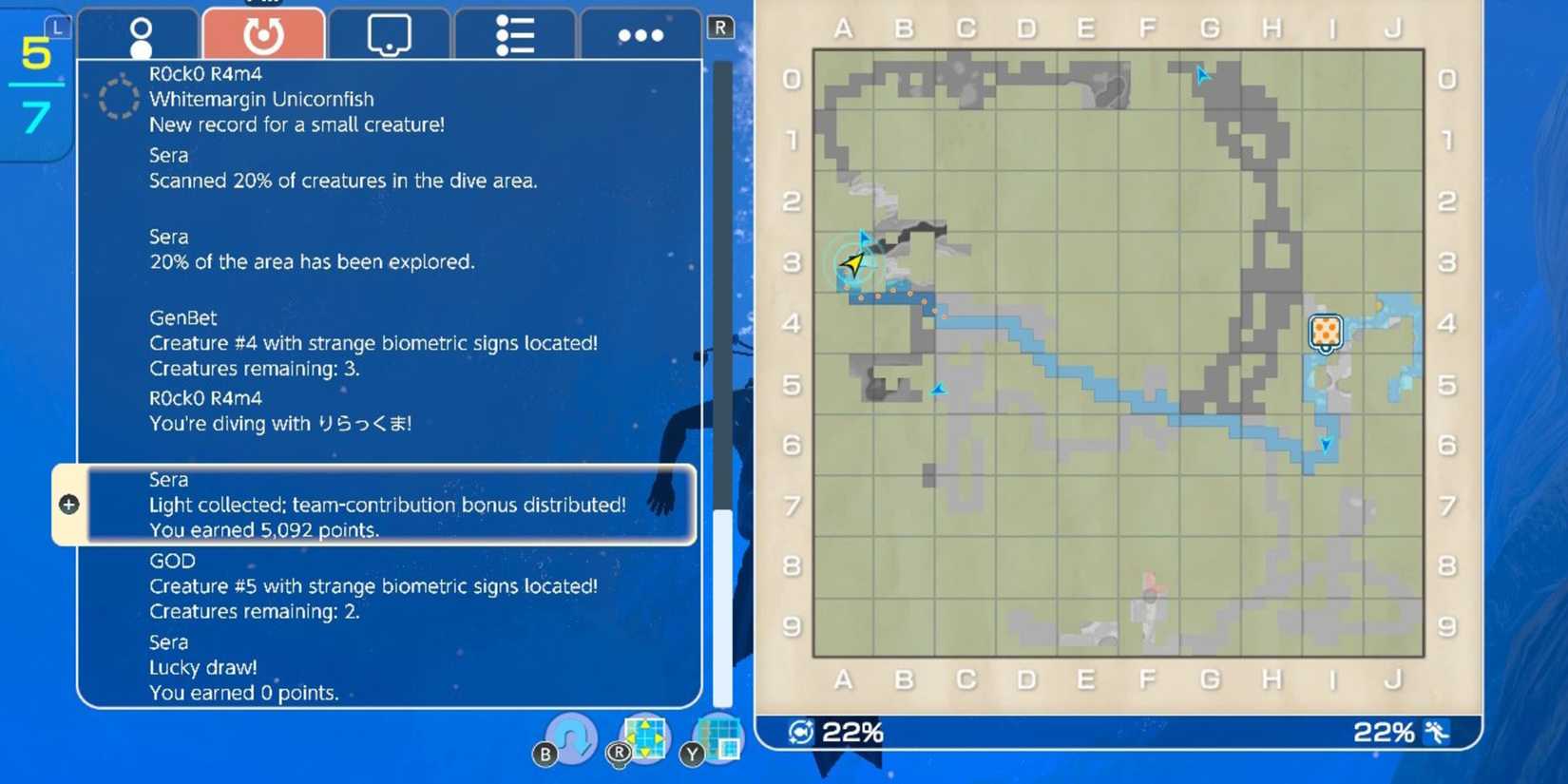 Points Earned For Filling the Light Meter in Endless Ocean Luminous