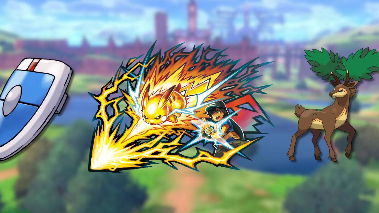 A collage with images of some features that were removed from Pokemon games: The Vs. Seeker, Z-Moves and Seasonal Changes.