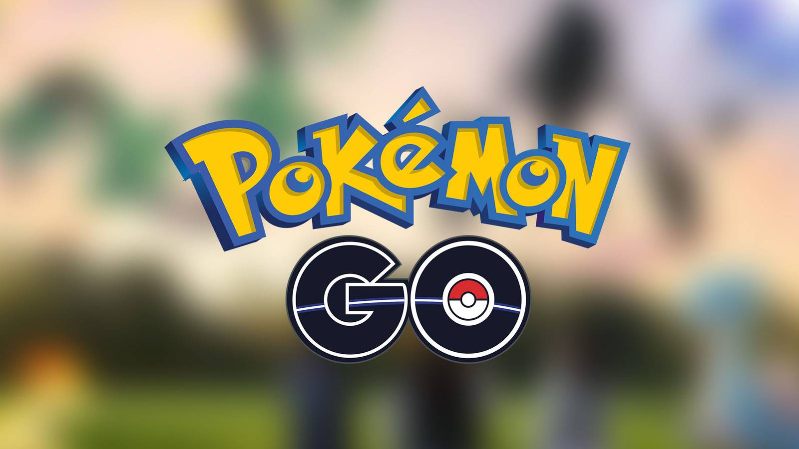 The Pokemon GO logo in front of a blurry promotional image for the upcoming Shared Skies season.