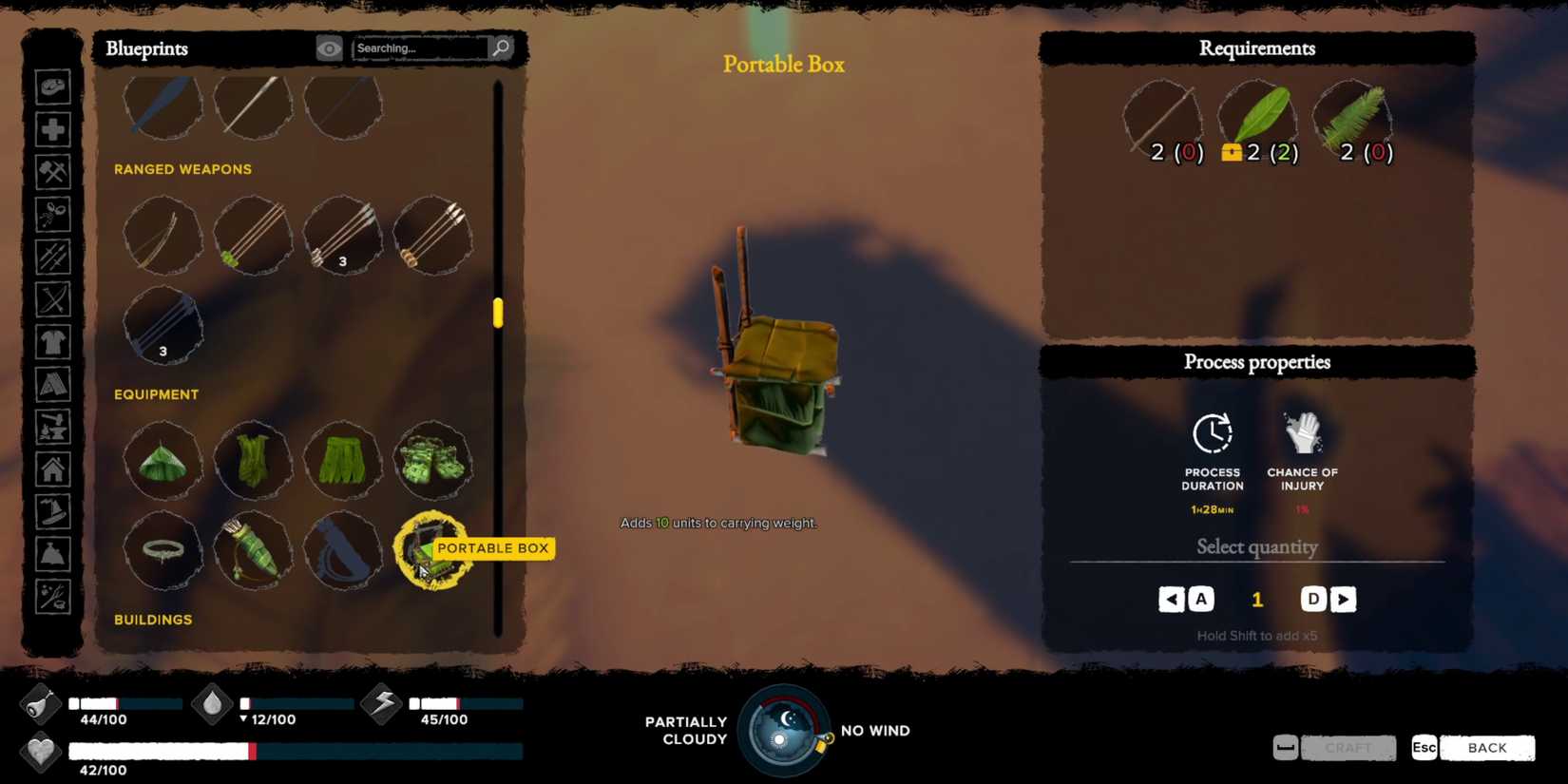 portable box in Survival Fountain of Youth