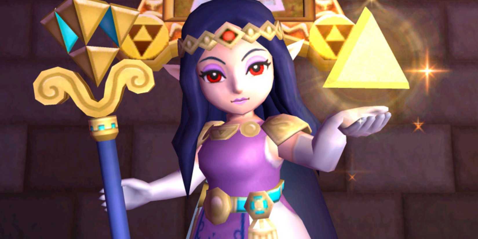 Princess Hilda holds the Triforce of Wisdom in The Legend Of Zelda: A Link Between Worlds