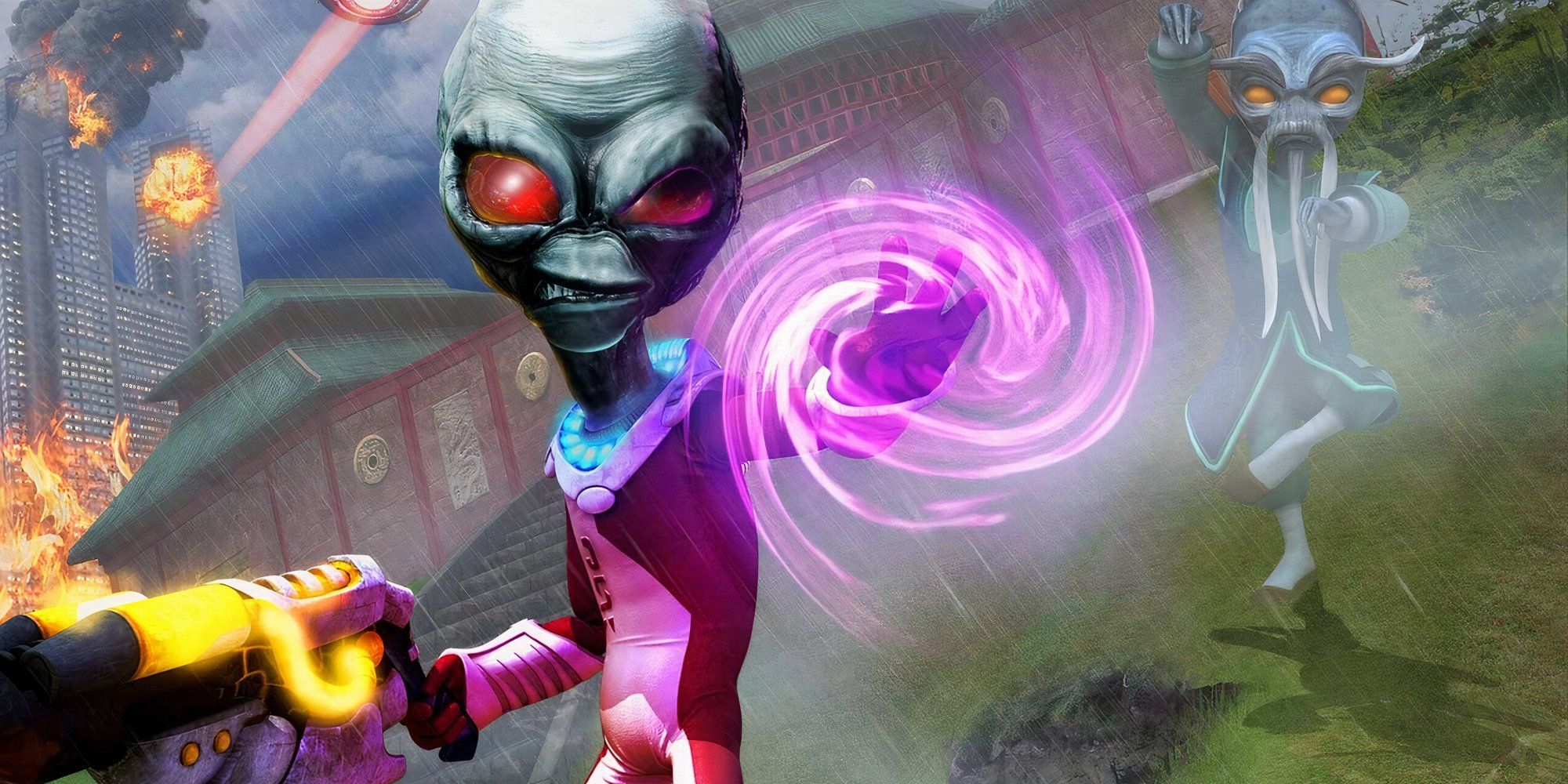 Promo art featuring characters in Destroy All Humans Big Willy Unleashed