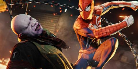 Spider-Man punching Tombstone in Marvel's Spider-Man