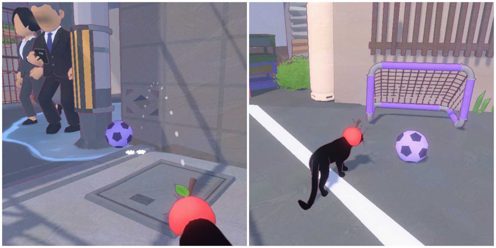 purple soccer goal little kitty big city