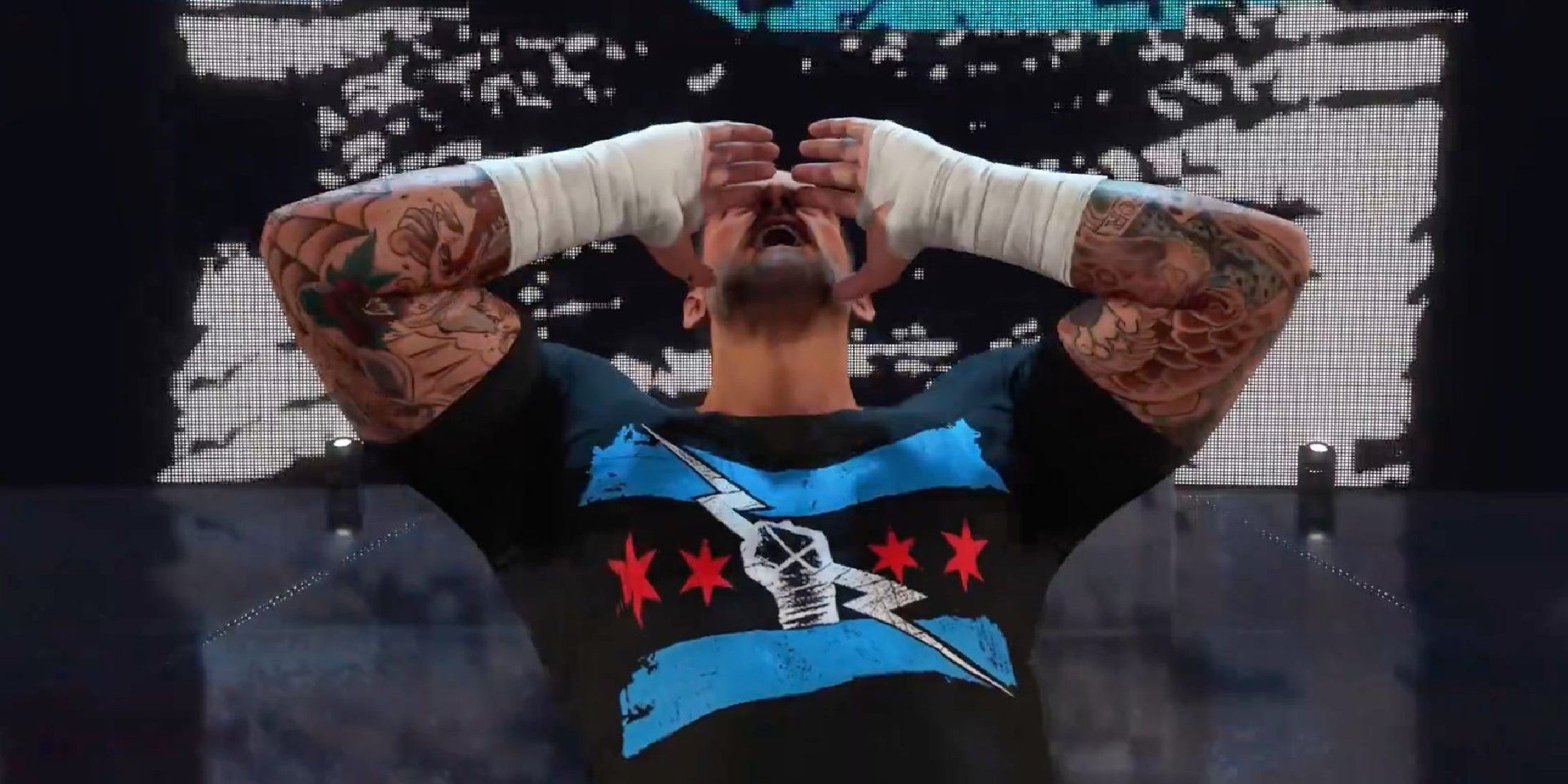 wwe 2k24 cm punk during his intro sequence