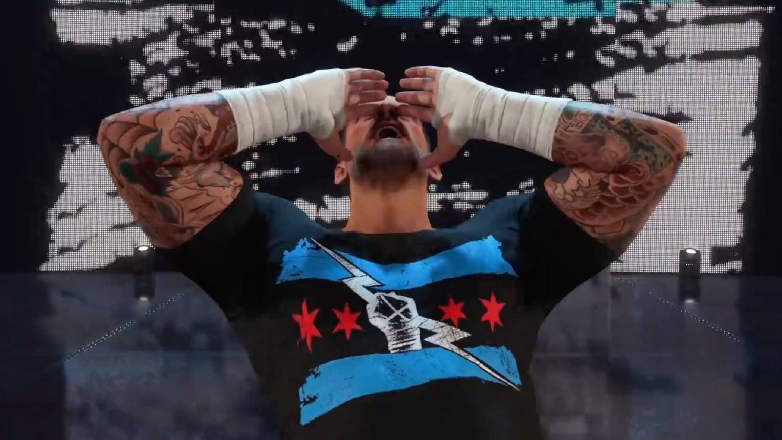 wwe 2k24 cm punk during his intro sequence