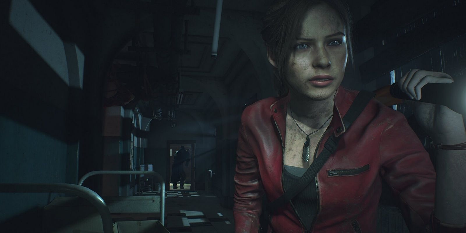 claire redfield shining her flashlight