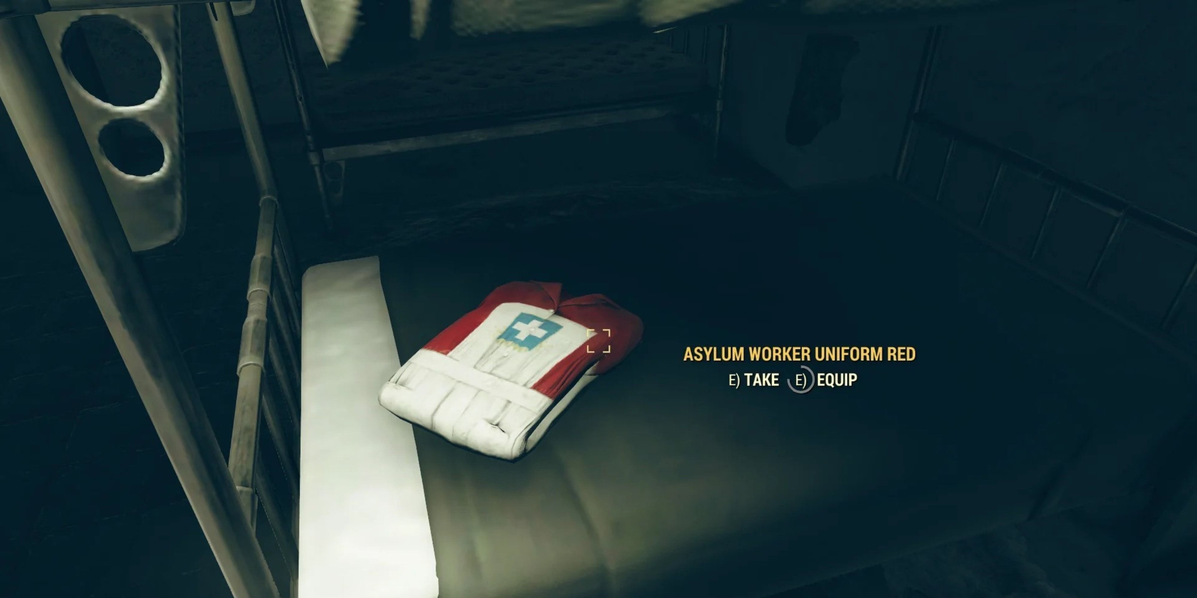 Finding the Red Asylum Dress on the third floor of Fort Defiance in Fallout 76.