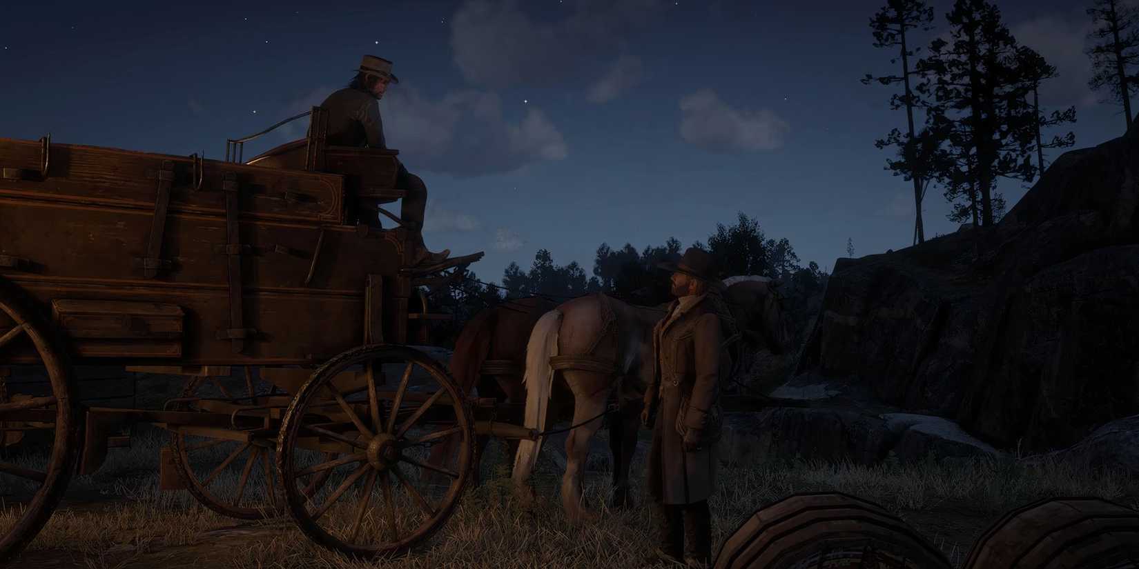 Arthur and John talking to each other in RDR2