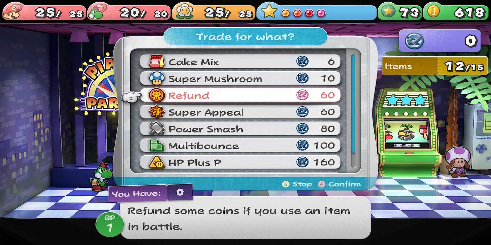 Refund badge in Paper Mario The Thousand-Year Door