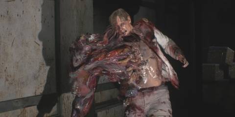 Resident Evil 2 Remake William Birkin mutating via G-Virus