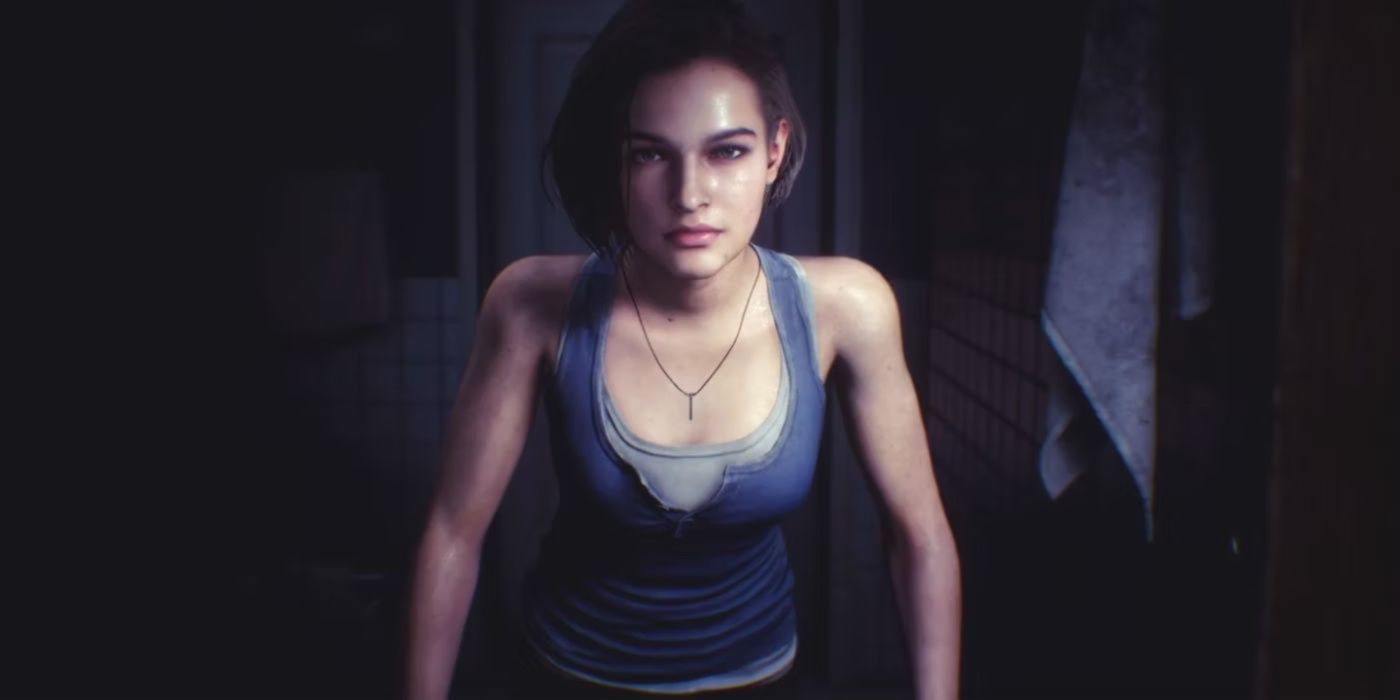 Resident Evil 3 Remake Jill Valentine looking in the mirror