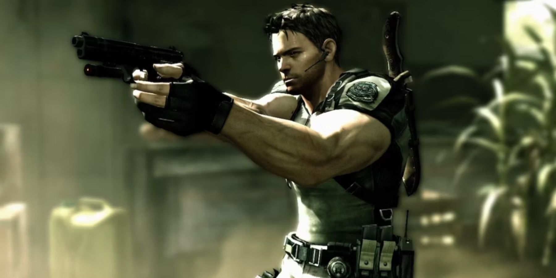 Resident Evil 5 Chris Redfield aiming a pistol