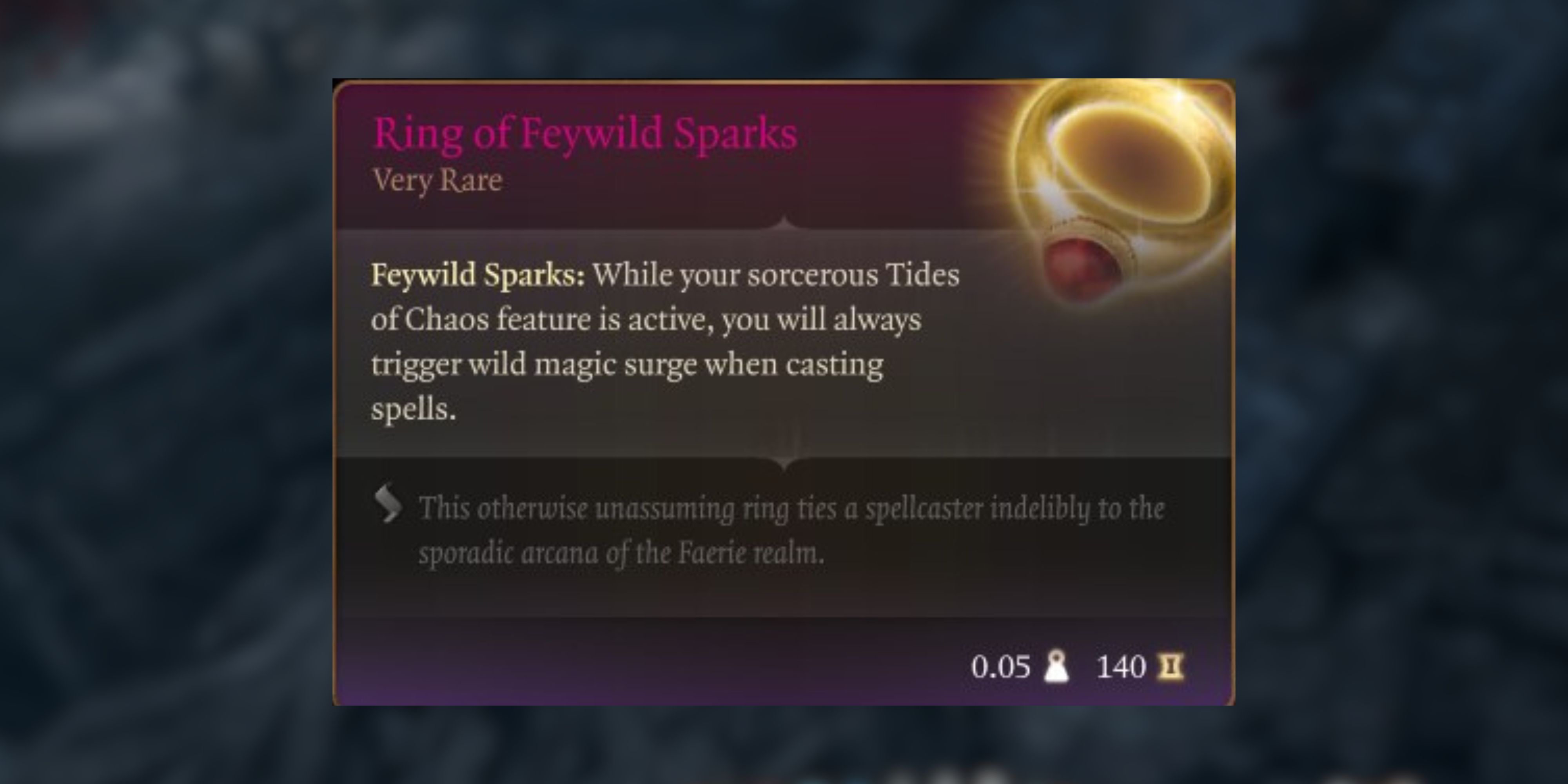 ring of feywild sparks in baldur's gate 3