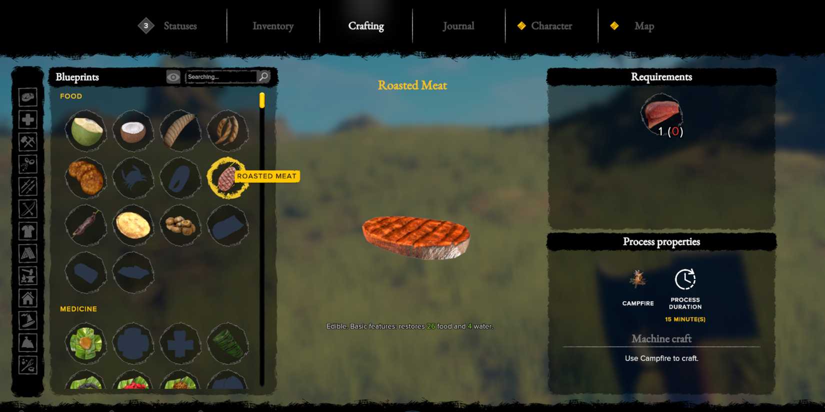 roasted meat in survival fountain of youth