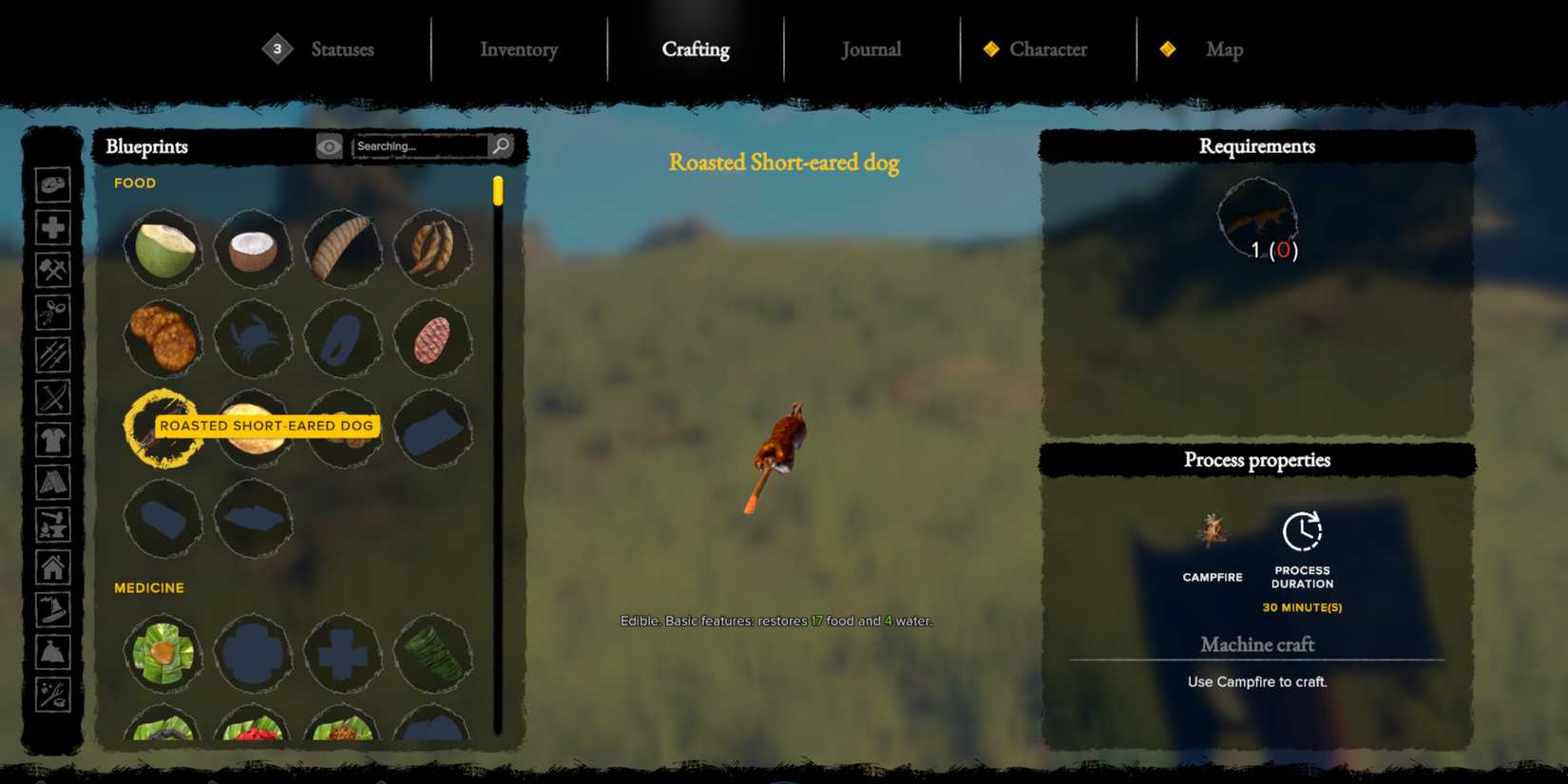 roasted short-eared dog in survival fountain of youth