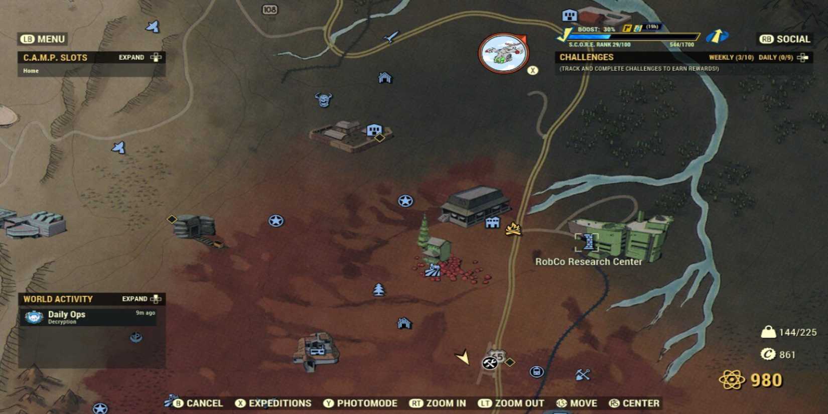 The RobCo Research Center location marked on the map in Fallout 76