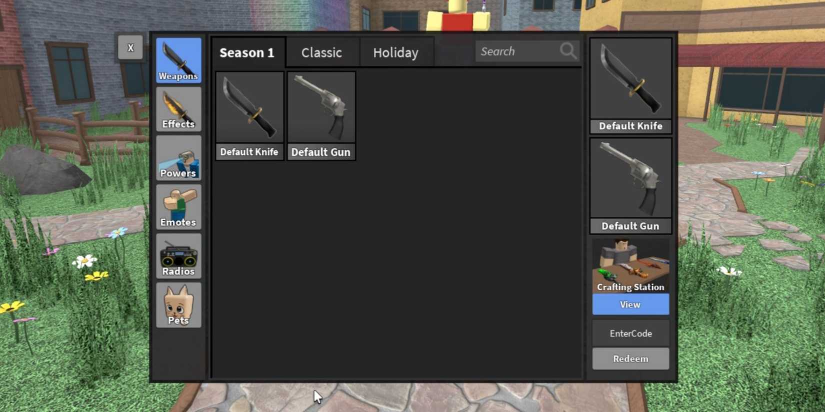 Roblox Murder Mystery V: the codes tab