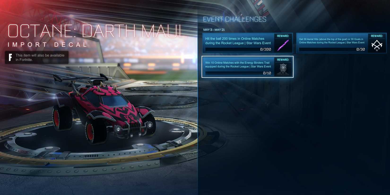 darth maul car in rocket league