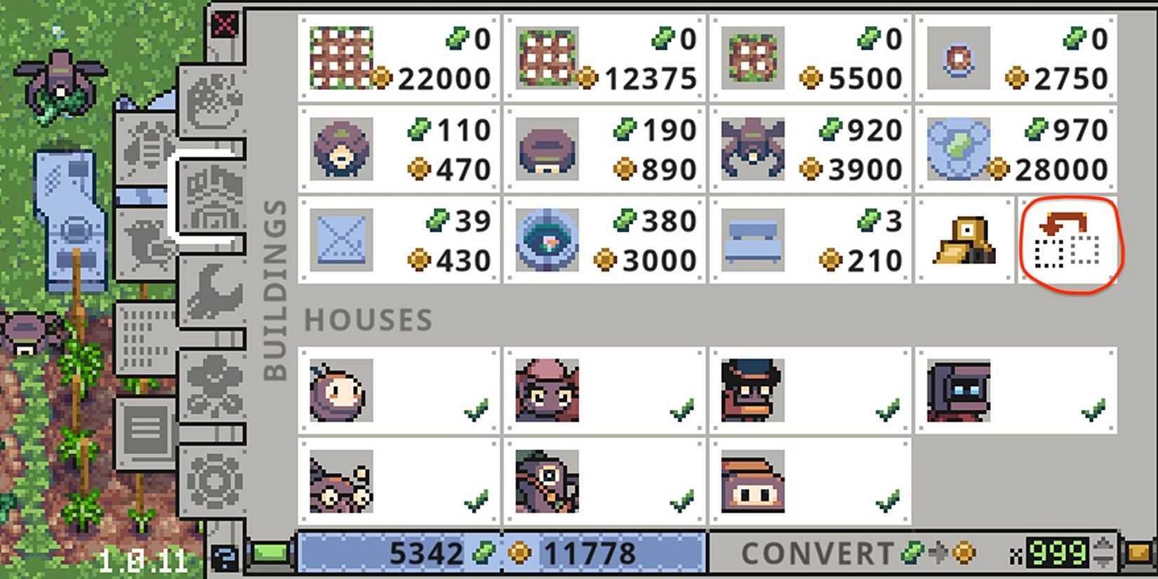 Highlighting rebuild icon in Rusty's Retirement