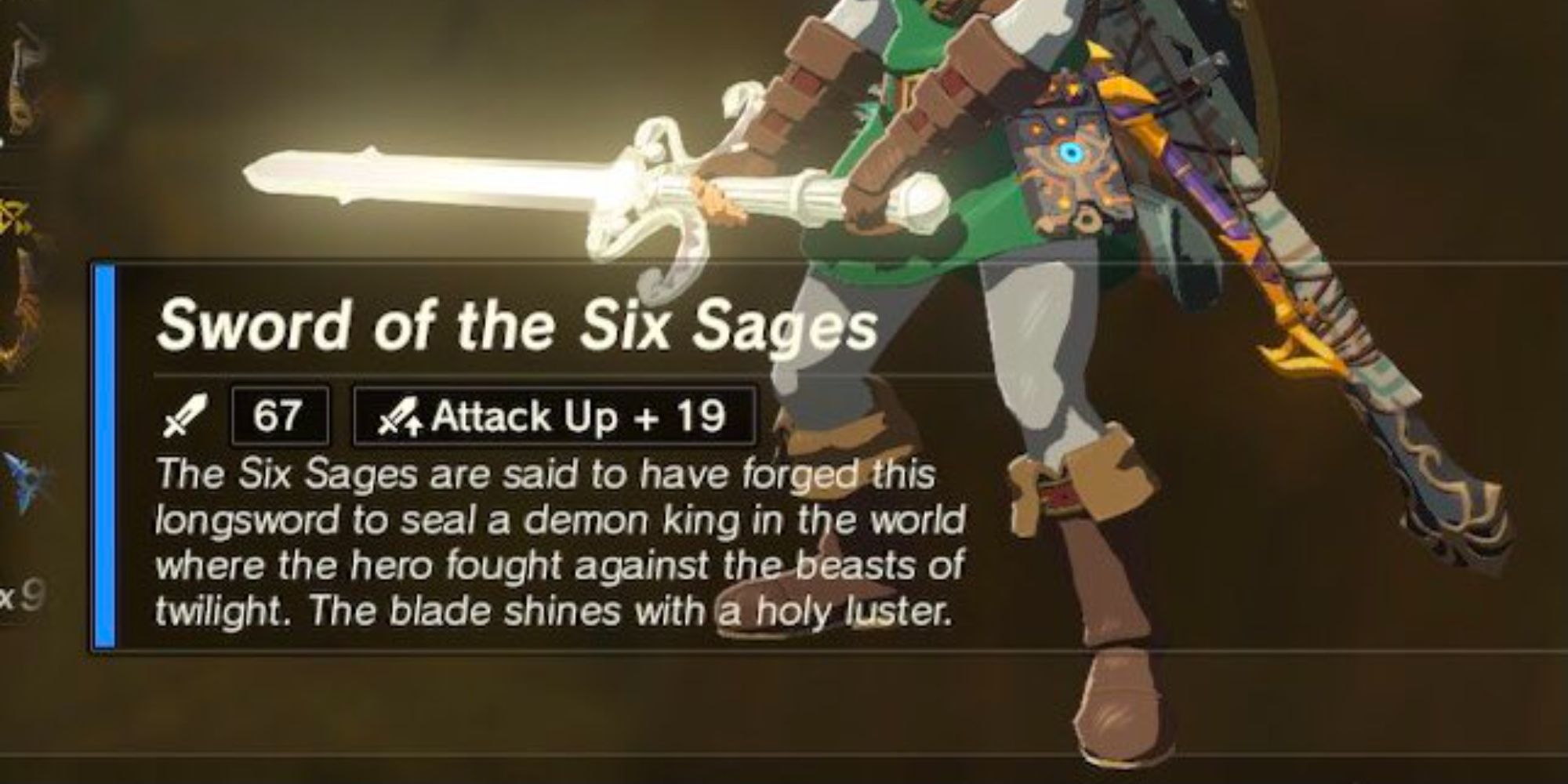 The Sword of the Six Sages description in Link's inventory