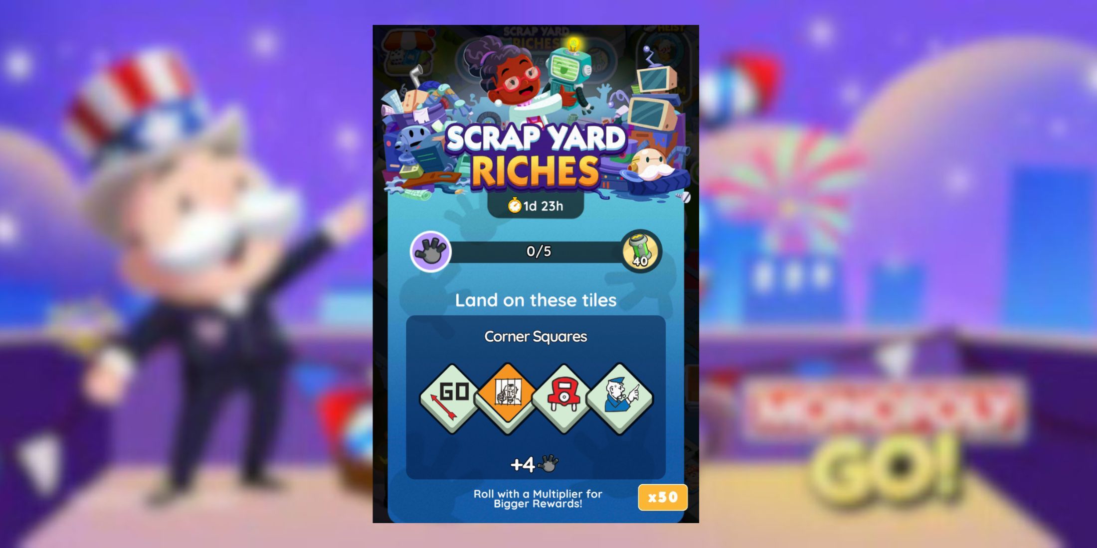 scrap yard riches rewards monopoly go