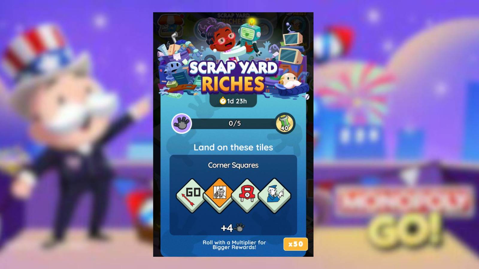 scrap yard riches rewards monopoly go
