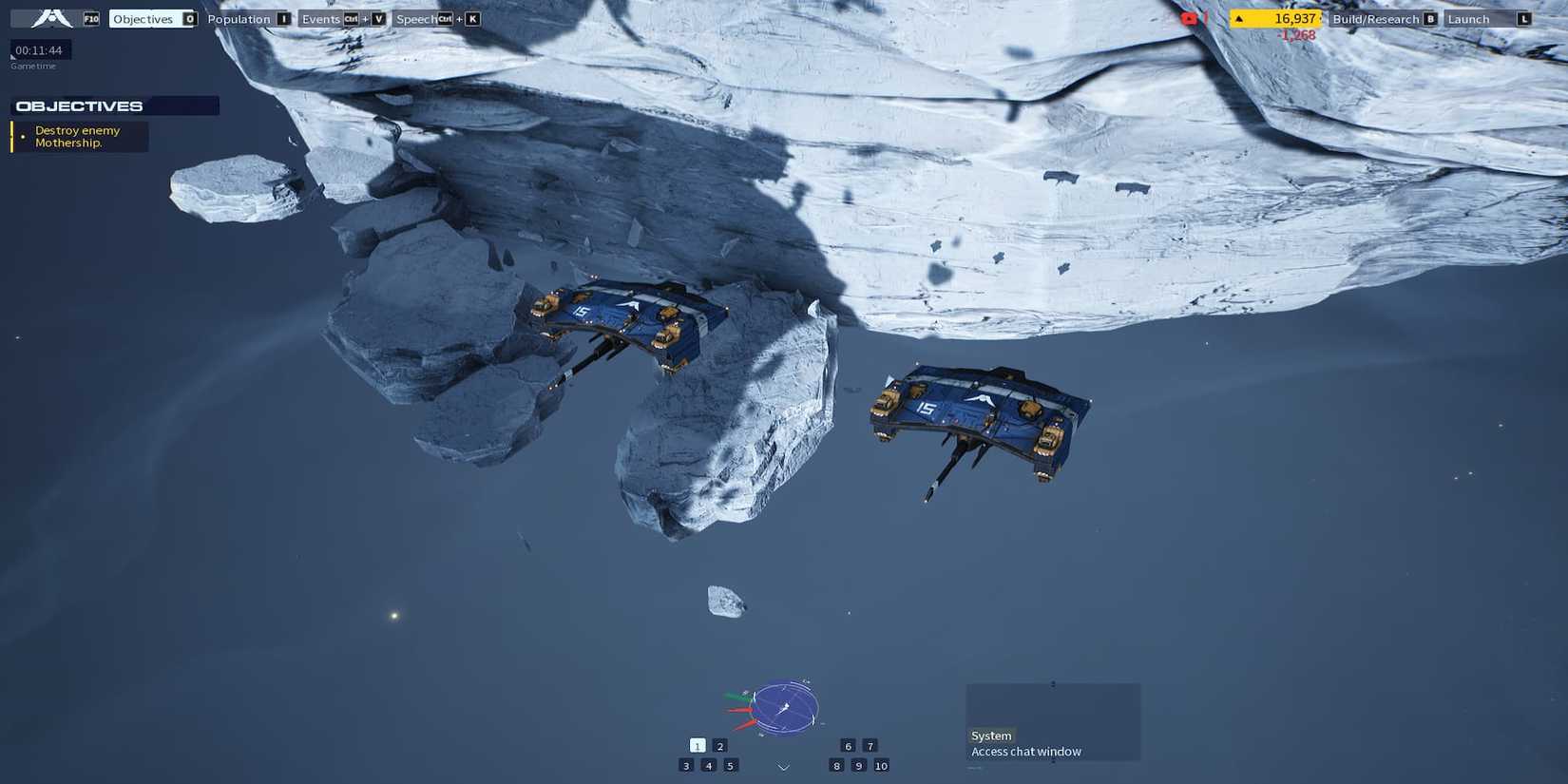 Two Support Frigates Hovering Near The Mothership 