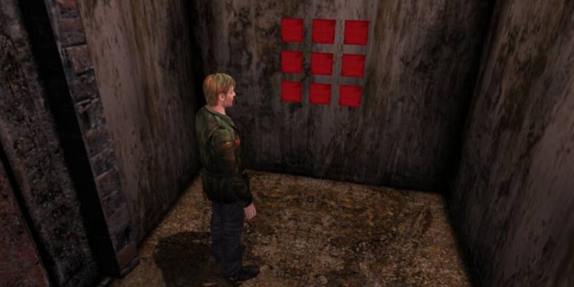 James looking at nine red letters 