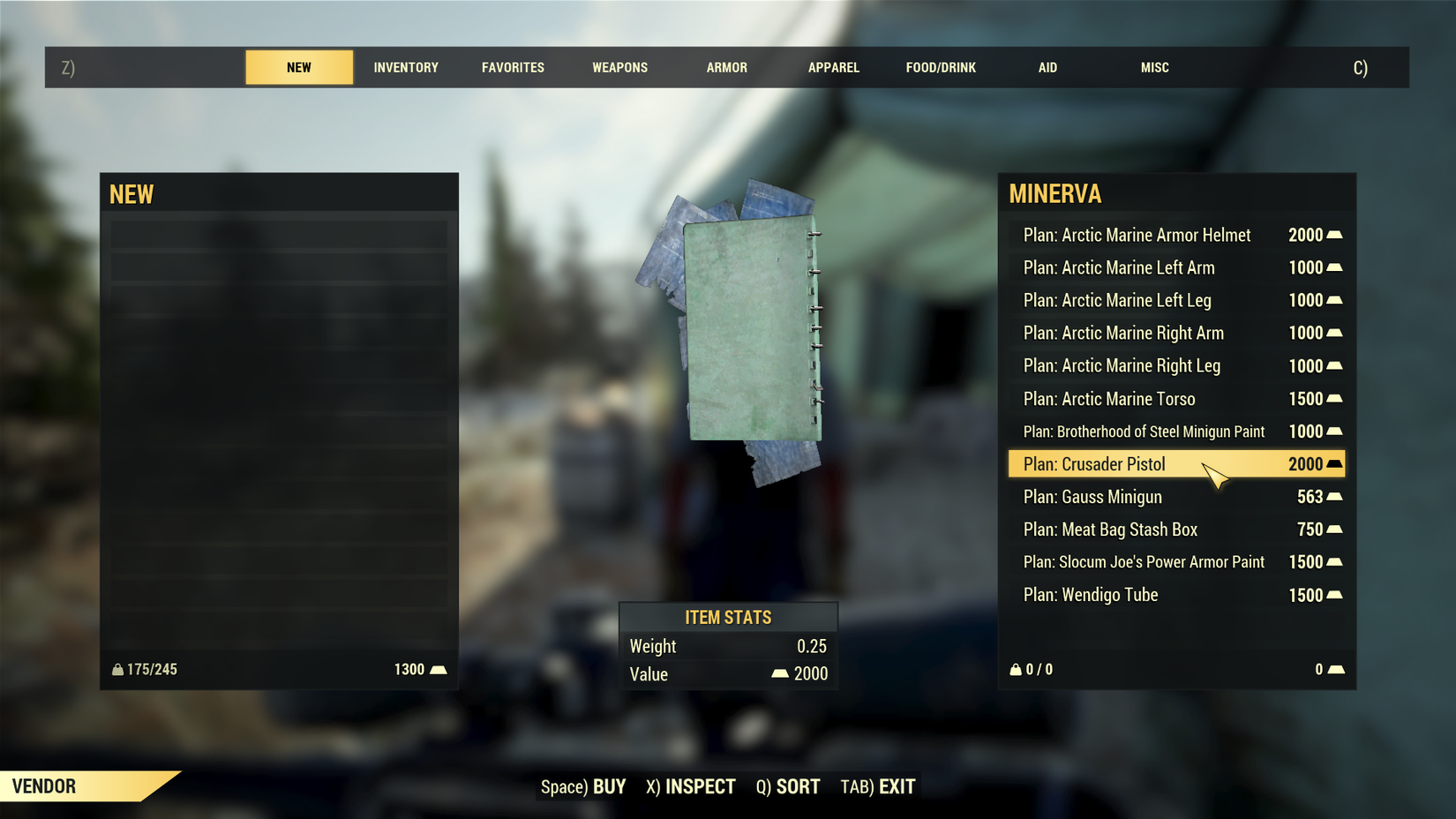 Crusader Pistol plans in Fallout 76