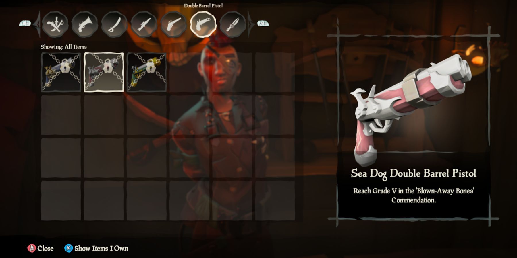 sea of thieves sea dog double barrel pistol weapon skin