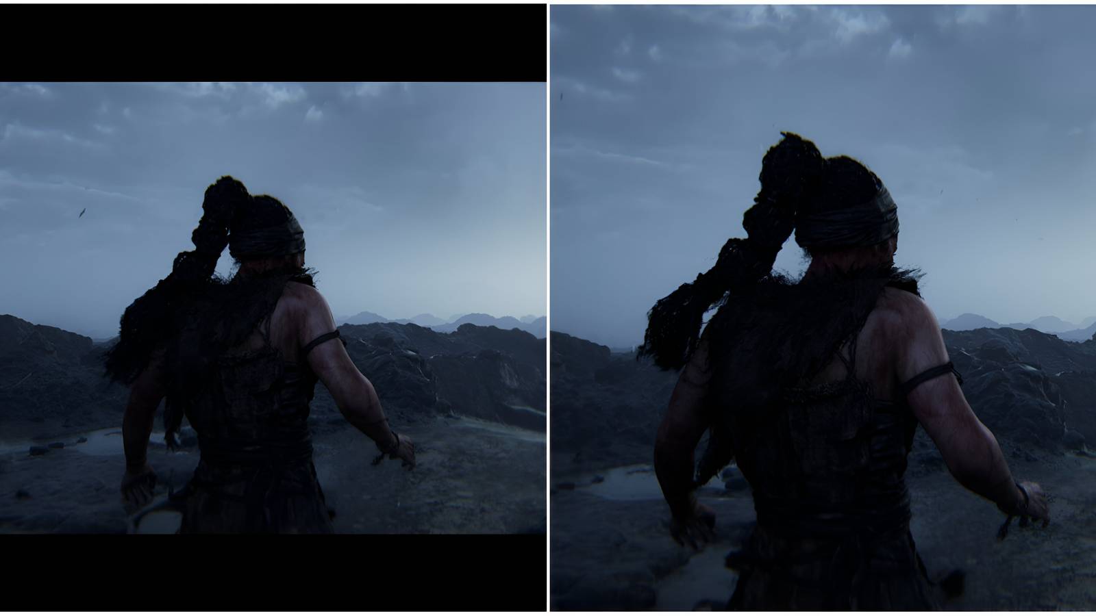 senua’s saga hellblade 2 senua with and without black bars