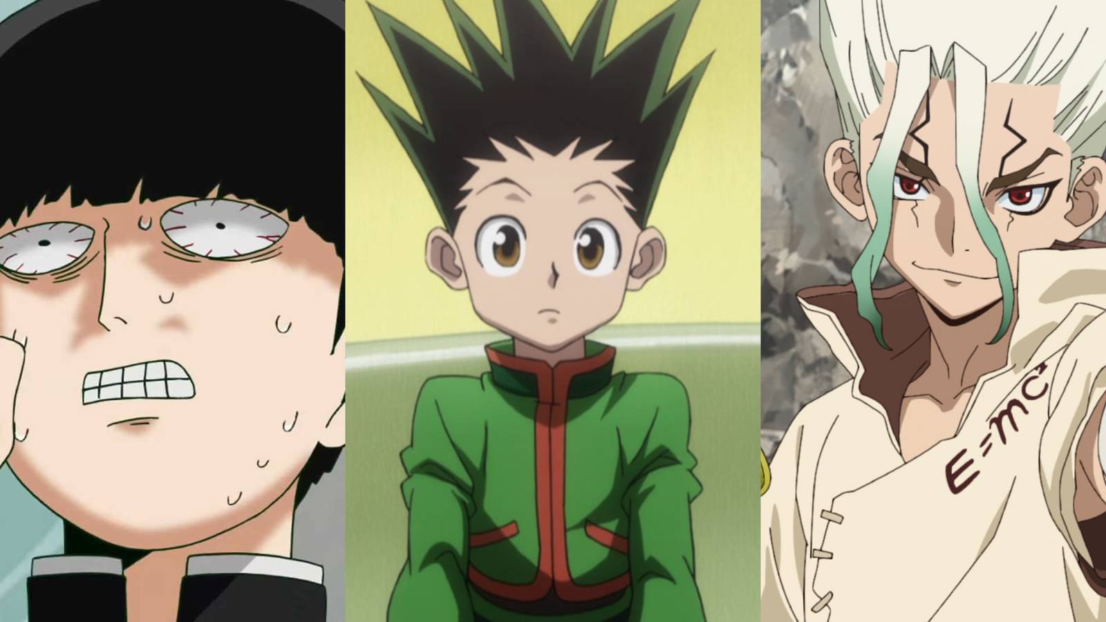 Shonen anime no romance dr stone hunter x hunter mob psycho