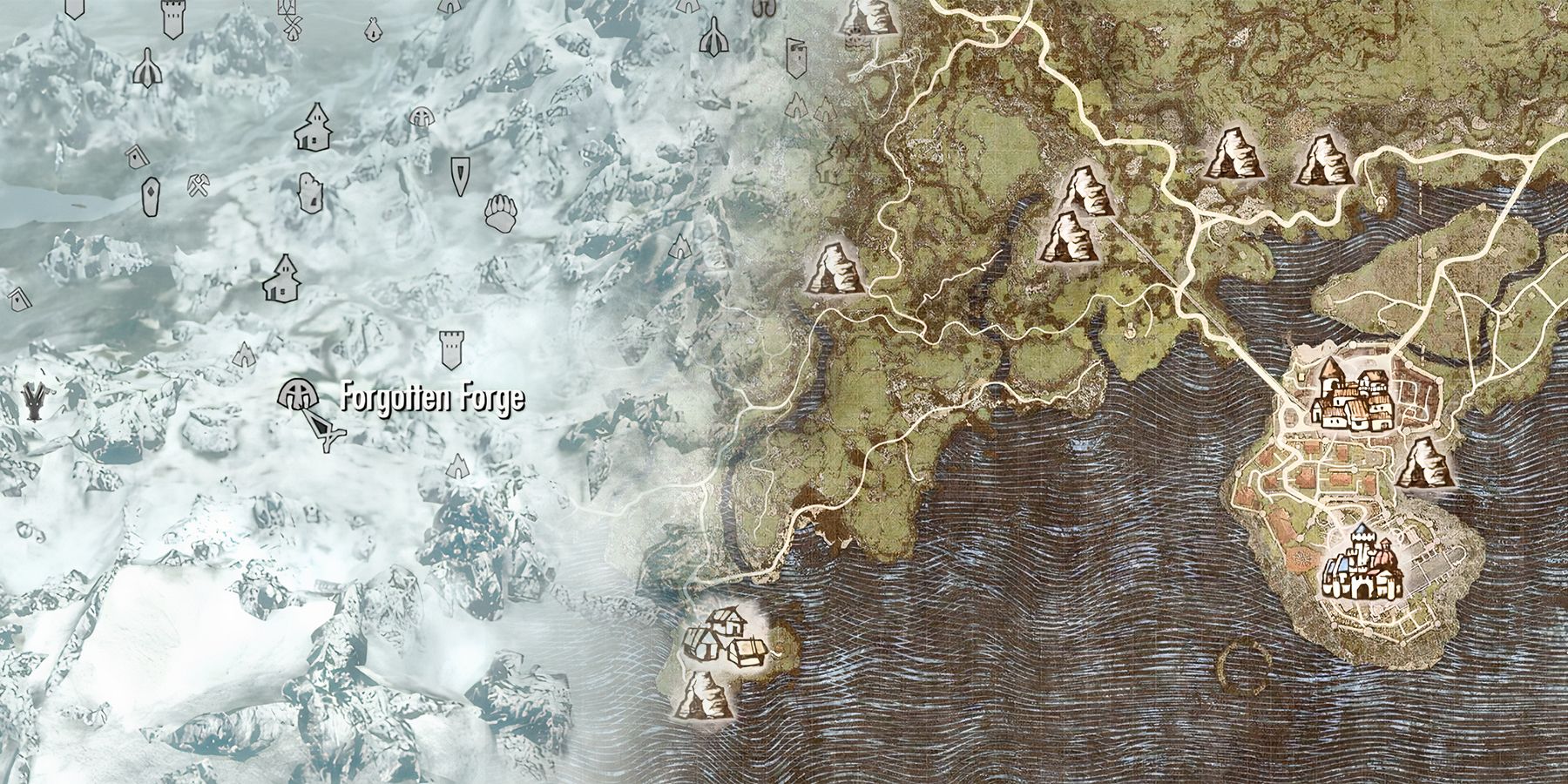 Skyrim map and Dragon's Dogma 2 map mashup