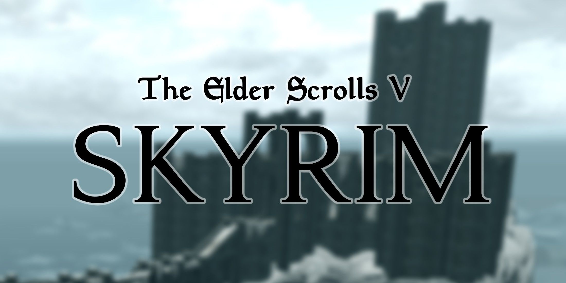 Skyrim logo with College of Winterhold background