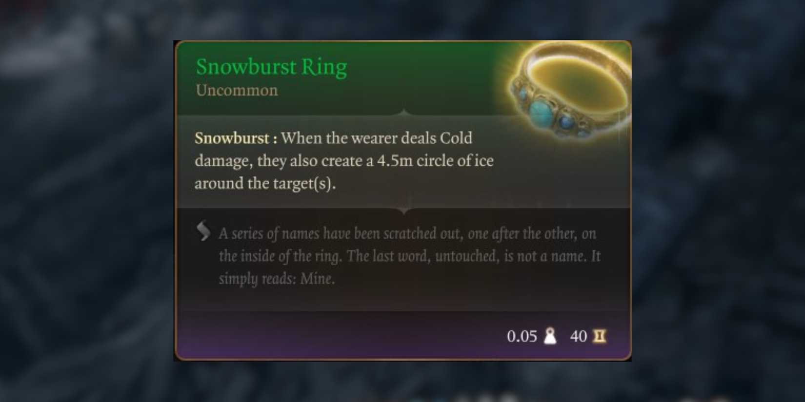 snowburst ring in baldur's gate 3