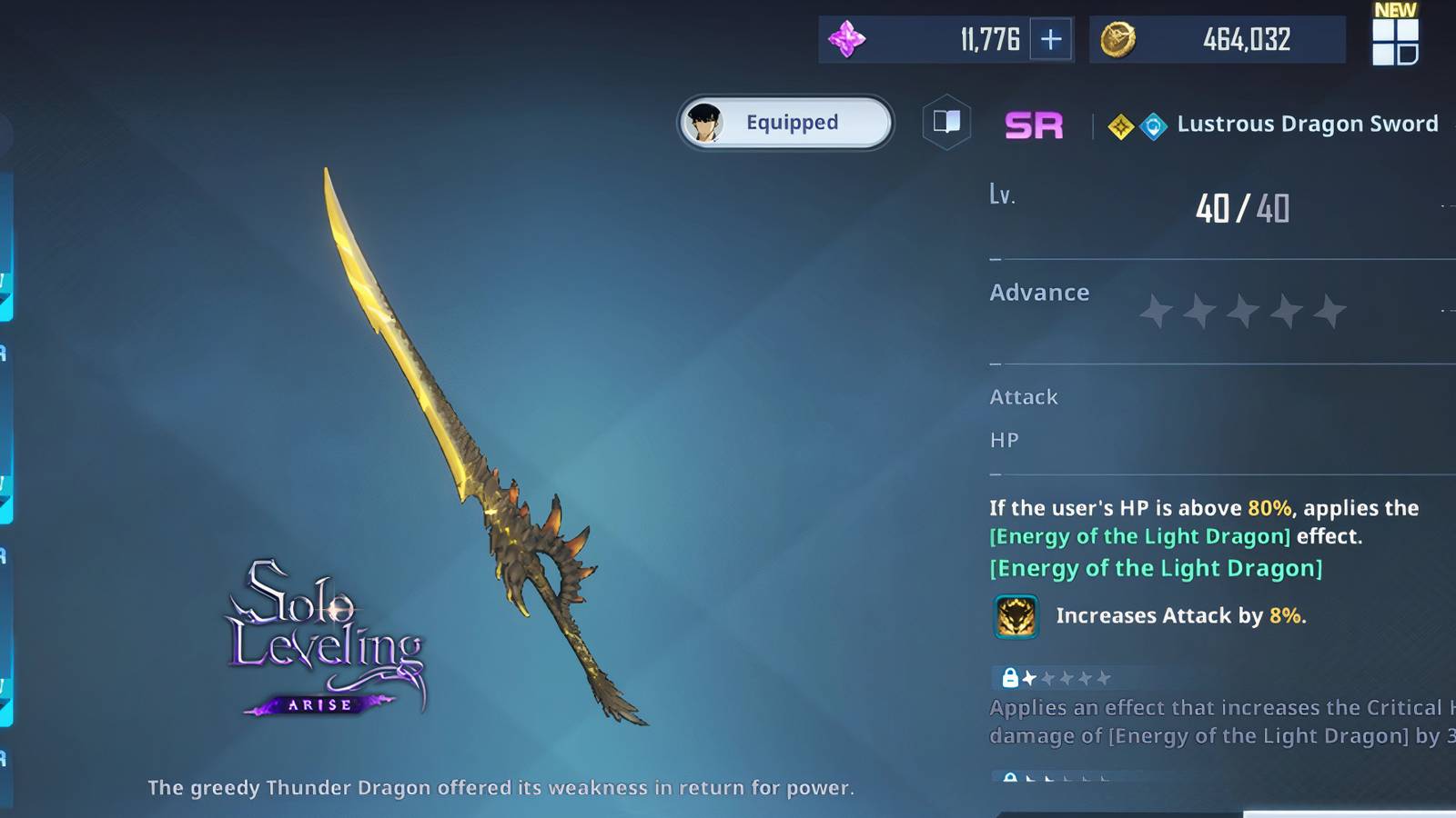 solo leveling arise lustrous dragon sword.